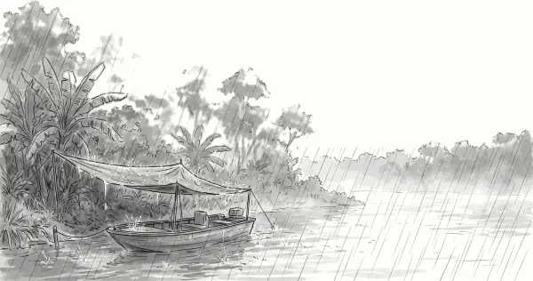 June: Monsoon rain on the river