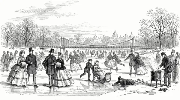2027 Victorian London Picture Calendar: January, Skating in St James's Park