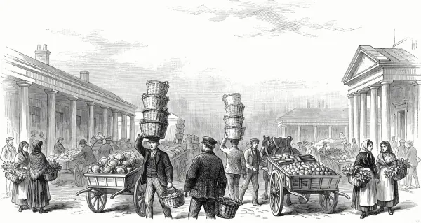 2027 Victorian London Picture Calendar: October, Covent Garden at dawn